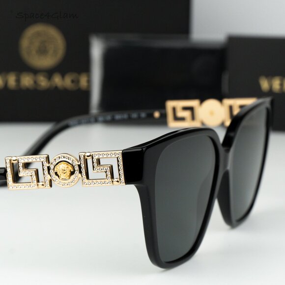 BRAND NEW Versace VE4471B GB1/87 Black Grey Square Women Sunglasses VE 4471B - Picture 1 of 9